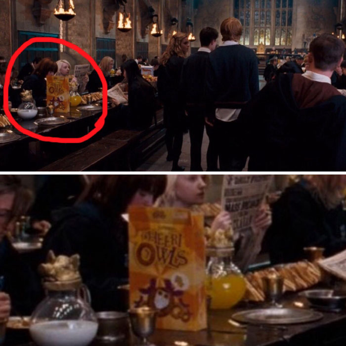 In Harry Potter, Background Students Can Be Seen Eating Parodies Of Real World Cereal Brands, Such As "Cheeri-Owls"