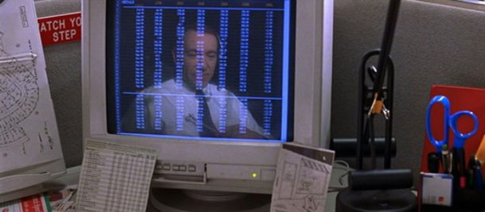 In The Film "American Beauty", This Scene Represents Lester's Feeling Toward His Dead-End Job. The Feeling Of Imprisonment