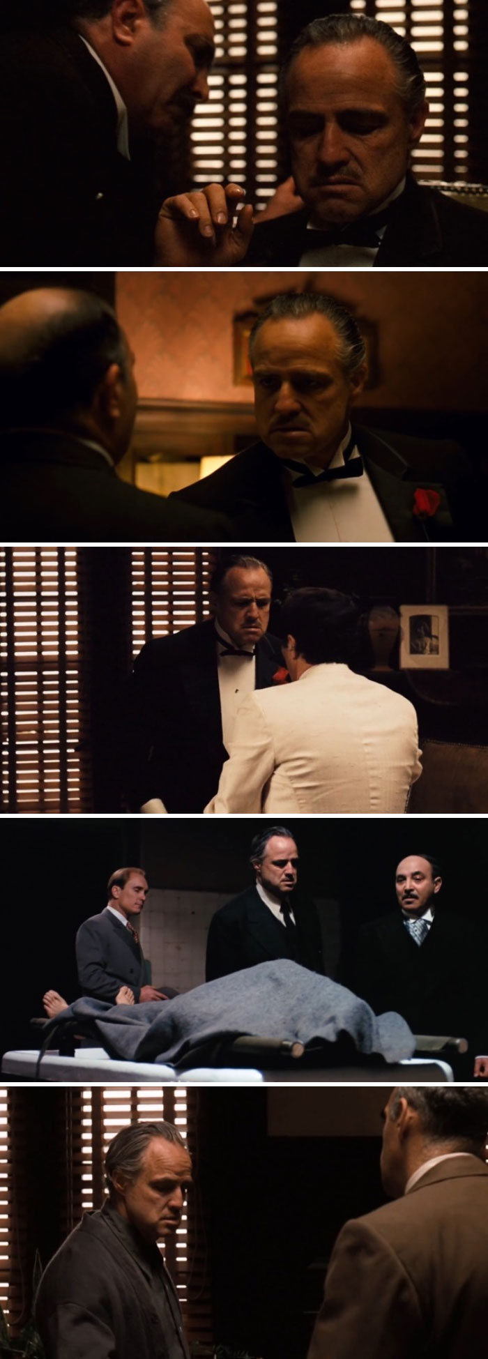 In The Godfather, Cinematographer, Gordon Willis Thought Vito Corleone Would Seem More Sinister If We Couldn't See His Eyes While Conducting Family Business