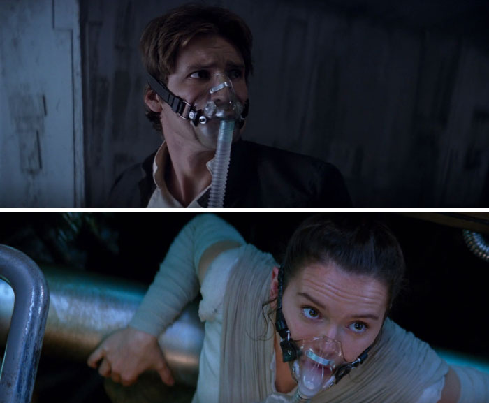 In Star Wars: The Force Awakens, Rey And Finn Use The Same Breathing Masks As Han, Leia, And Chewie In Star Wars: The Empire Strikes Back