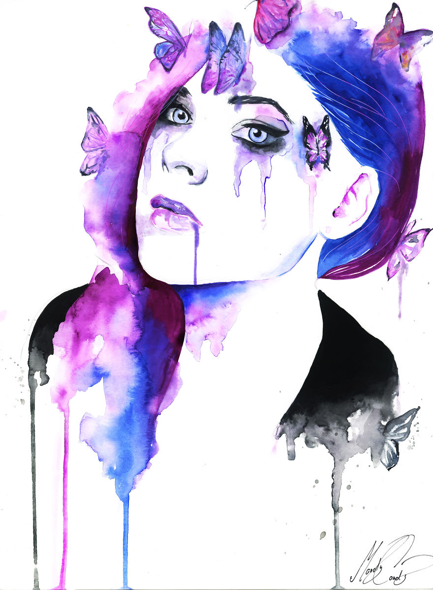 I Create Watercolour Portraits From My Emotions