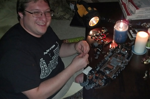 The Power Went Out. What Does My Husband Do? He Plays Legos