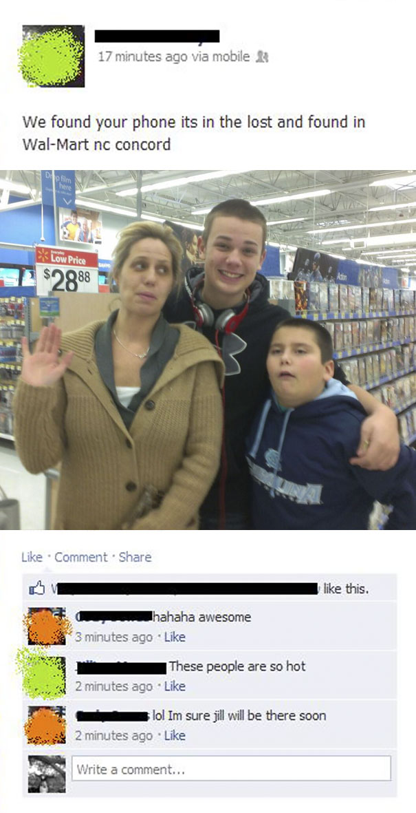 A Friend Of Mine Lost Her Phone And Some Nice People At Walmart Found It And Posted On Facebook To Tell Her