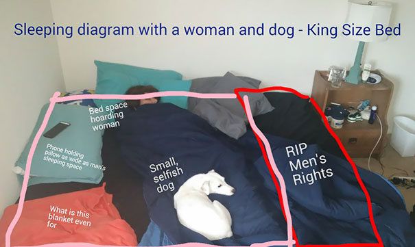 My So Always Denies Taking Up Space On The Bed. So I Took And Edited A Picture To Prove It. This Is For Men Everywhere