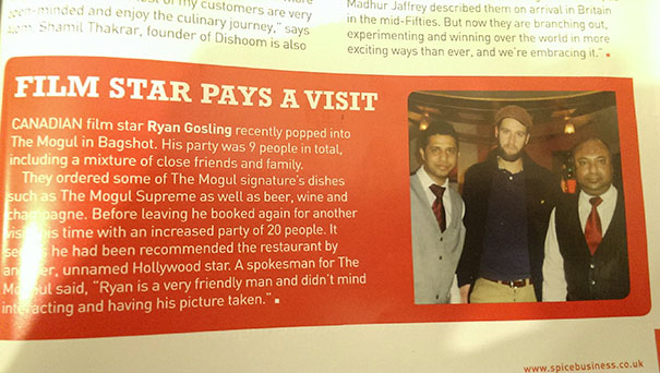 Not Ryan Gosling. Actually Printed In A Magazine