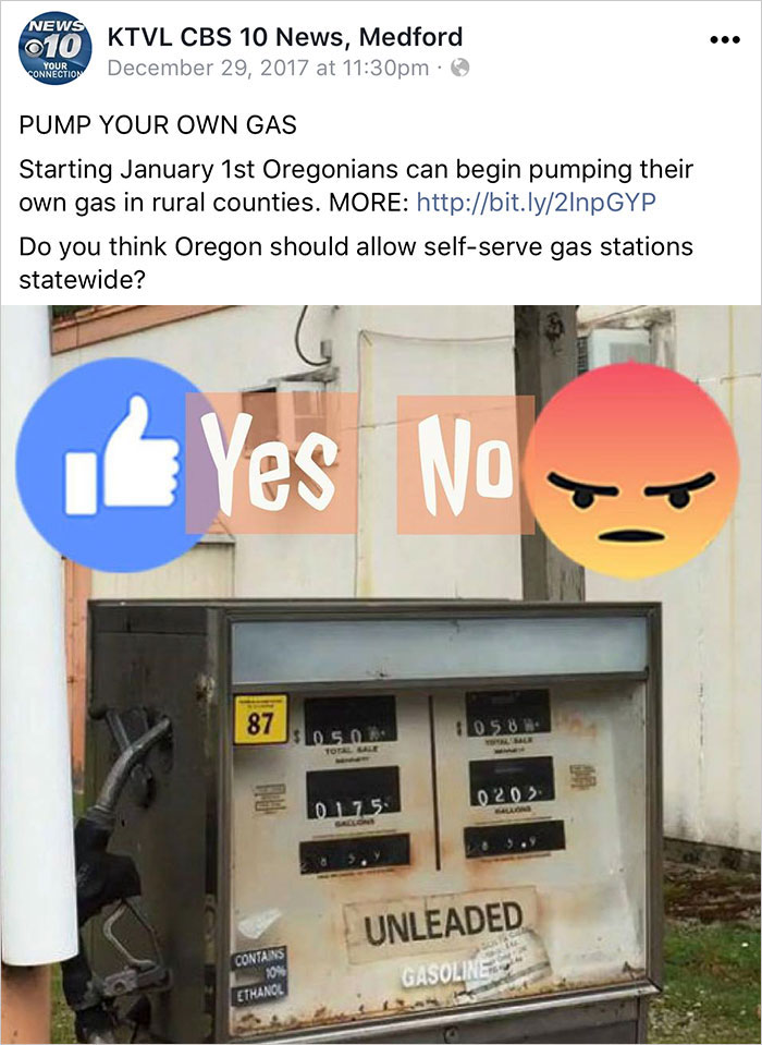 You Can Now Pump The Gas Yourself In Oregon's Rural Places, And People's Reactions Take Stupidity To Another Level