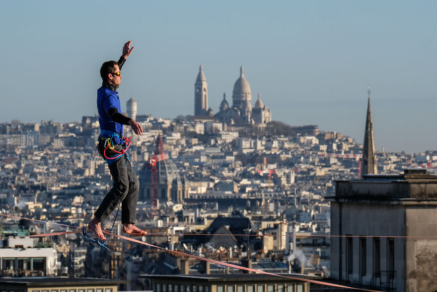 I Shot The World Record Of Urban Highline On The Eiffel Tower