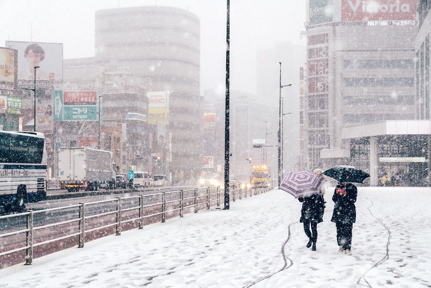 Snowy Shinjuku, Tokyo
