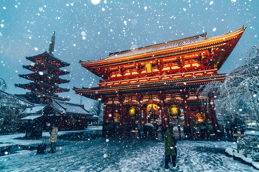 Tokyo bei Schneefall