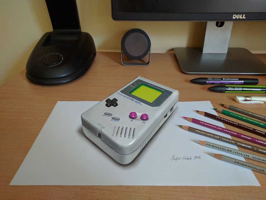 3D Nintendo Gameboy, Real Size Drawing