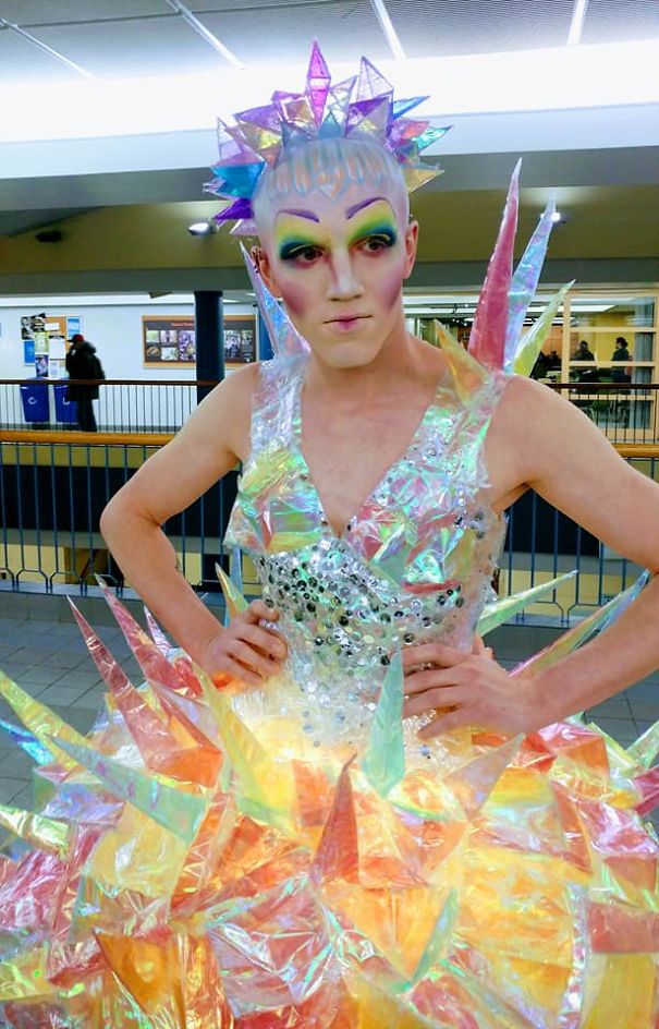 Drag Queen Dress Made Out Of Packing Tape