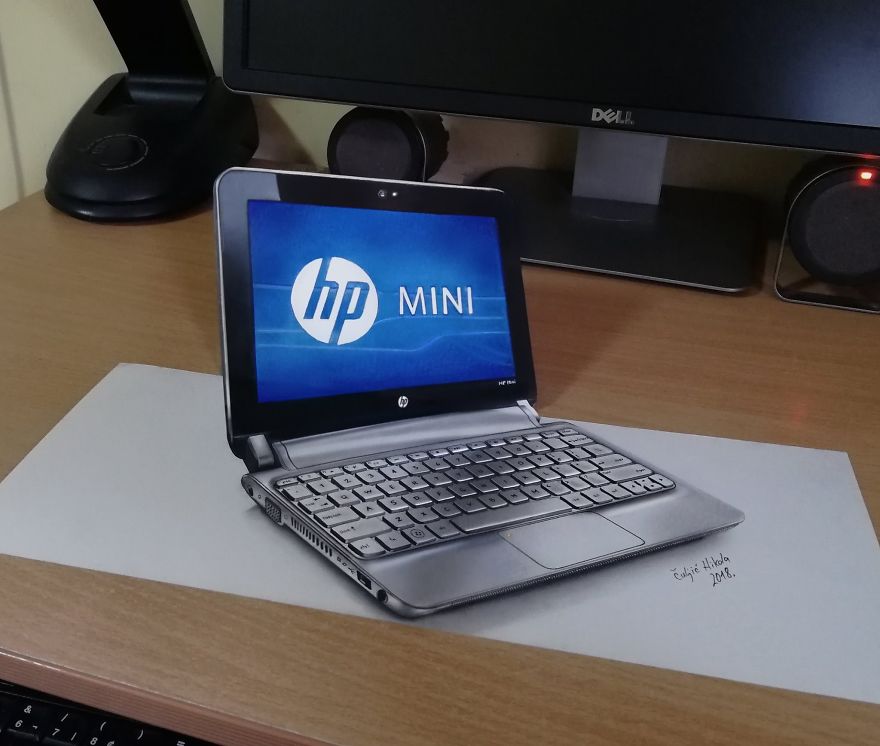 3D HP Laptop, Real Size Drawing