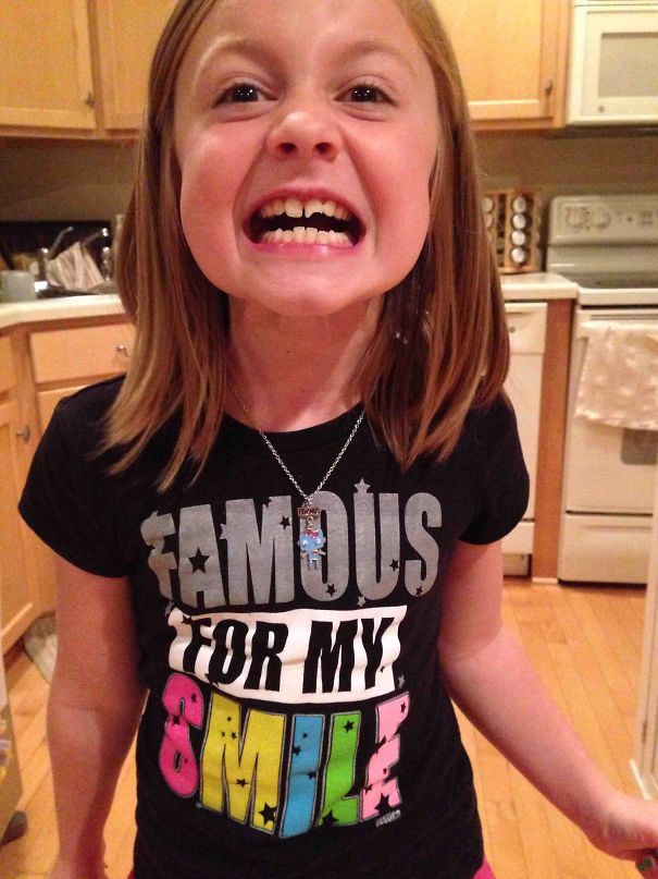 My 8-Year-Old Broke Her Front Tooth In Half Today By Roller Skating Into A Wall. This Was The Shirt She Was Wearing