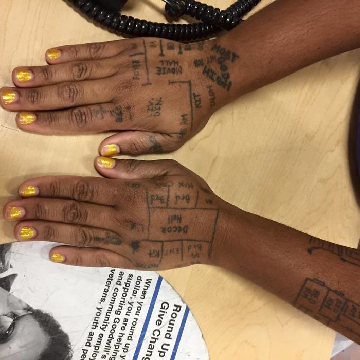 This Woman In New Orleans Lost Everything In Katrina. She Set A Goal Of Rebuilding The Home She Lost And Tattooed The Plans On Her Hands As A Daily Reminder While She Works Three Jobs To Achieve Her Dream