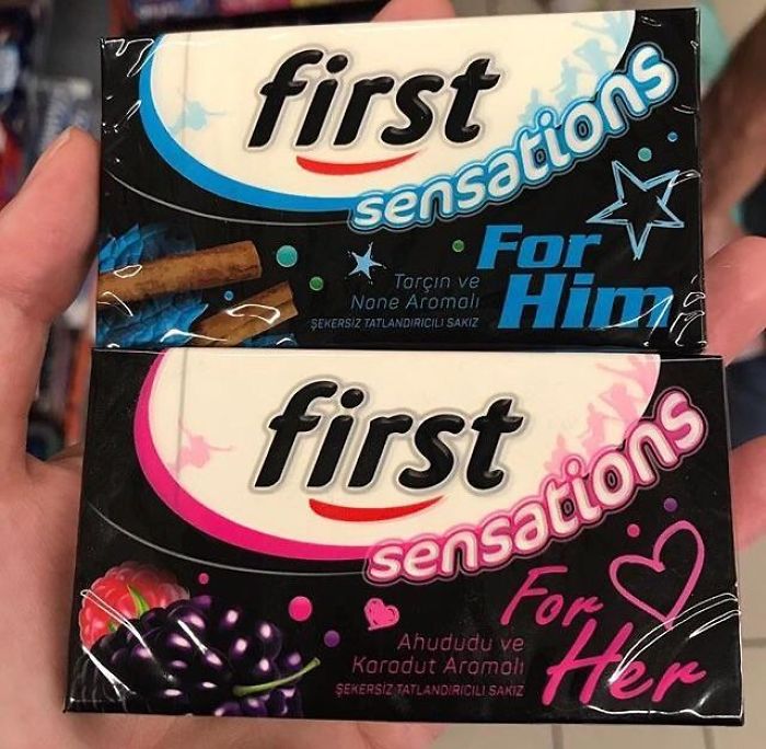 Nope, Not Prophylactics, But Gendered Chewing Gum. Sent By My Friend In Turkey