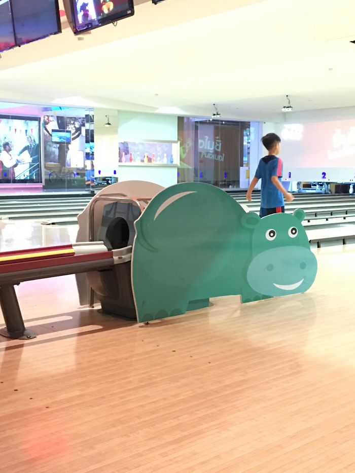 Bowling Alley Located In Bangkok. Cracks Me Up When The Balls Rolls Out