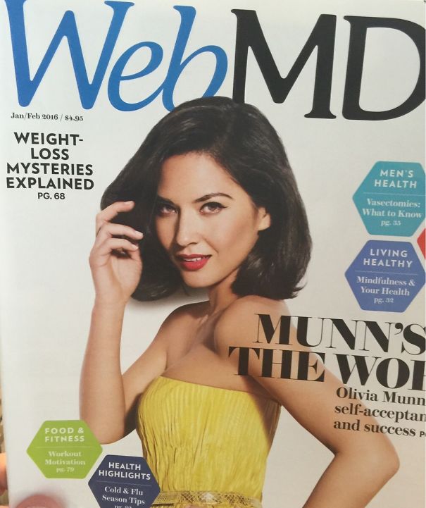 The Latest In "Bad Photoshop" And "Unrealistic Body Image" Comes To Us Courtesy Of Olivia Munn's Giant Head On The Cover Of Webmd