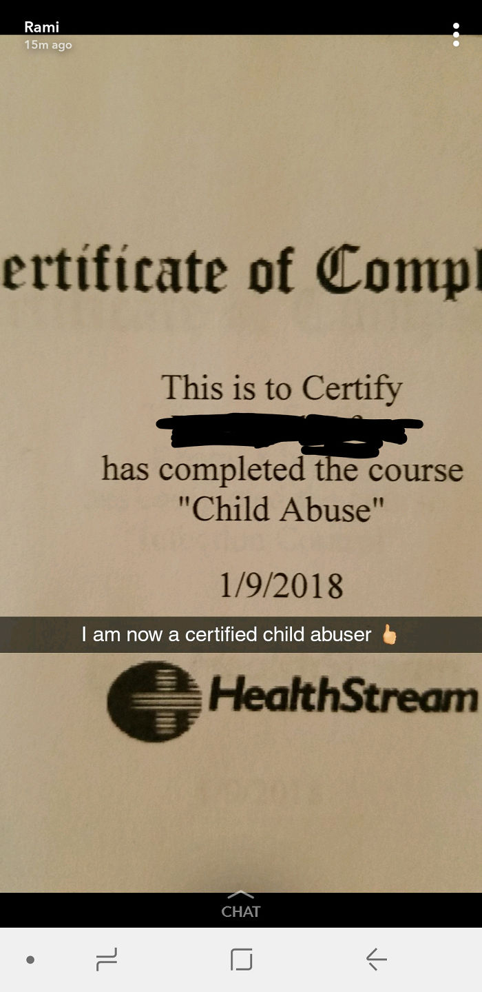 Certified Child Abuser
