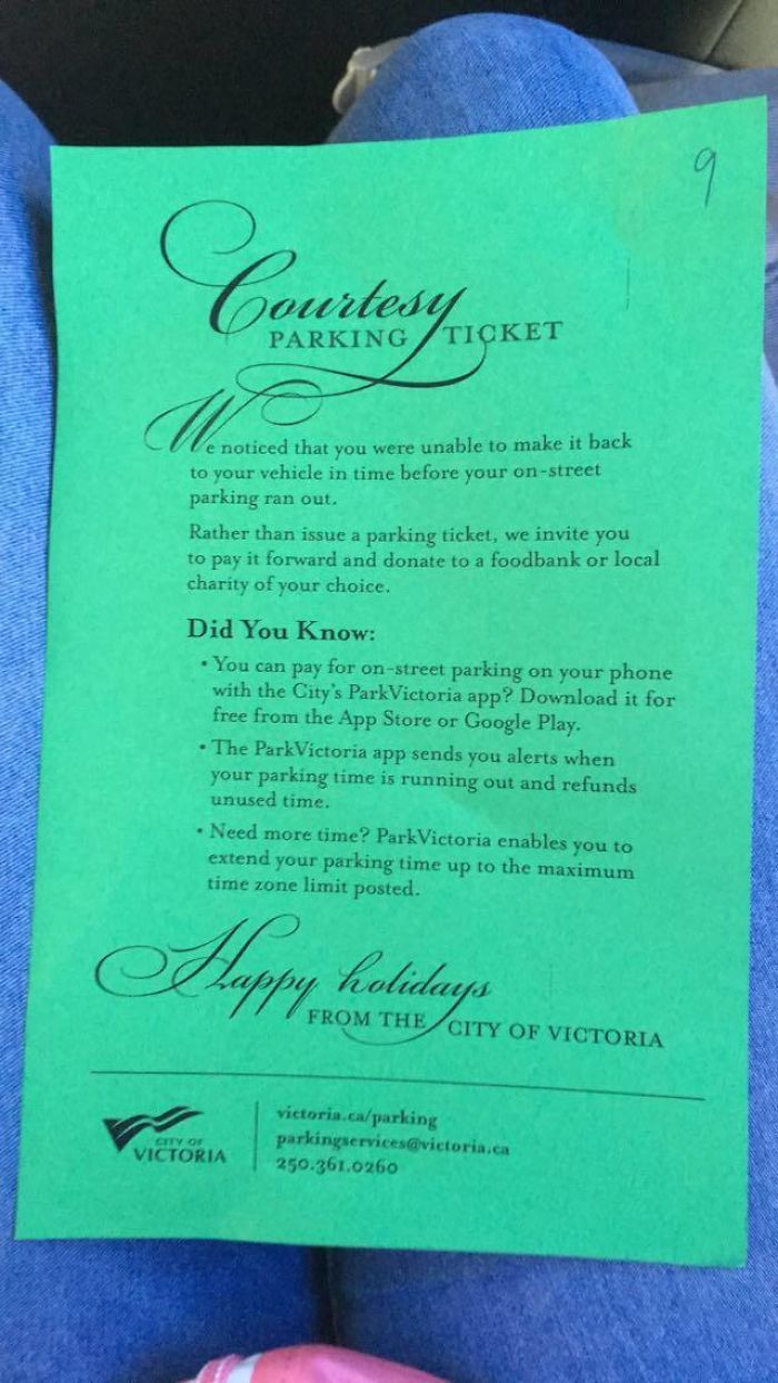 My “Parking Ticket” From Yesterday, Courtesy Of The City Of Victoria