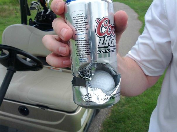 ...hole In One? Direct Hit While Drinking His Beer. Close Call!