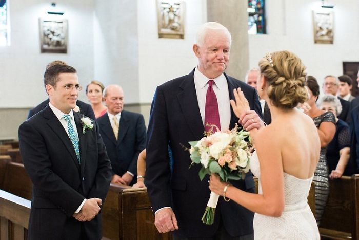 The Bride's Father Died Ten Years Ago And His Heart Was Donated. The Man Who Received The Transplant Walked Her Down The Aisle