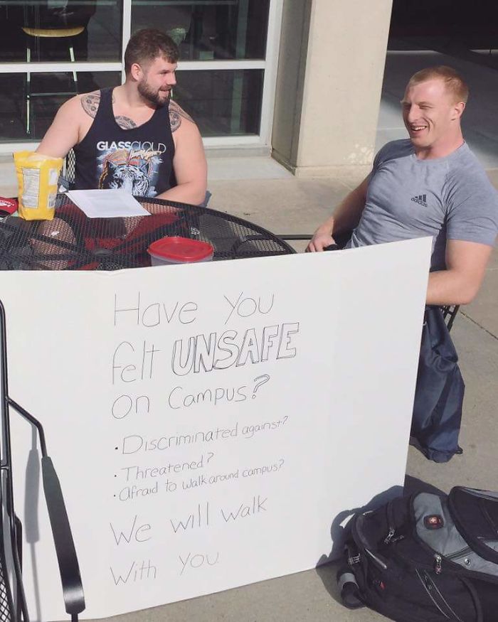 Good Guys With This Sign Promoting Basic Humanity On Campus