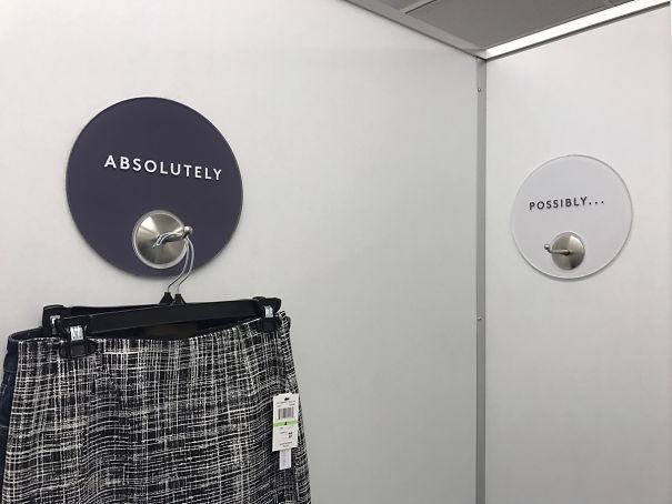 This Dressing Room Has Their Clothing Hooks Labeled