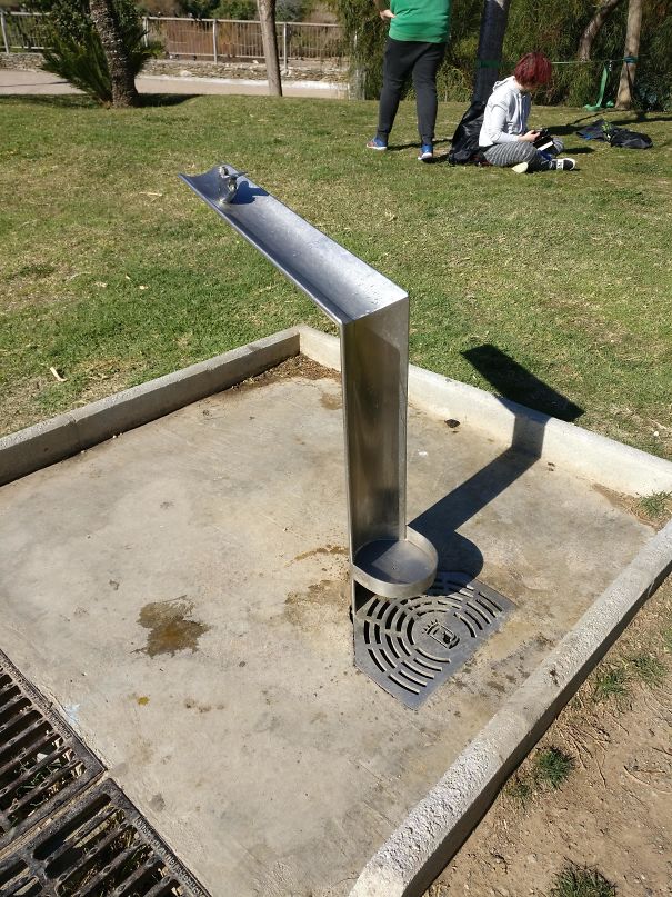 The Design Of This Water Fountain Lets The Water Flow Down So Dogs Can Drink Too
