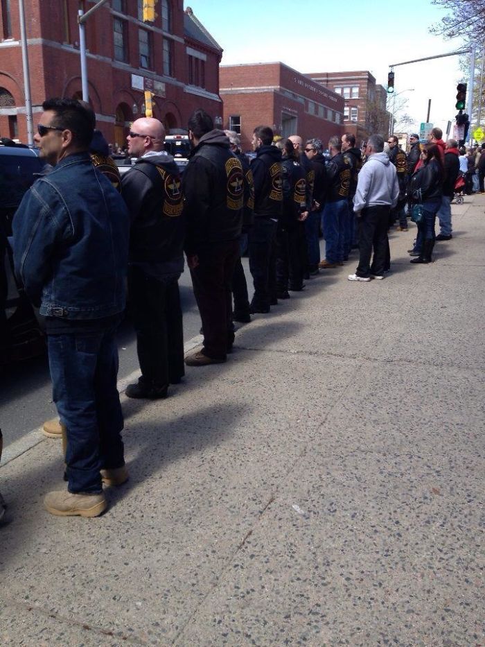 Patriot Guard Riders Preventing The Wbc From Picketing Boston Bombing Victim's Funeral