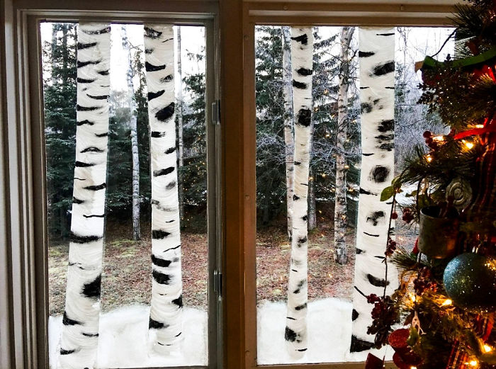 Someone Painted Birch Trees On Their Window