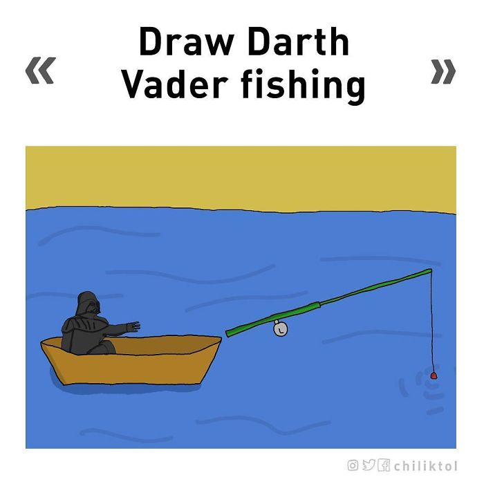 Dibuja a Darth Vader pescando