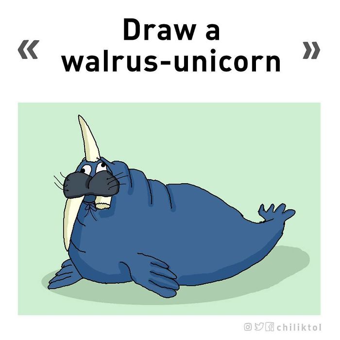 Dibuja una morsa unicornio