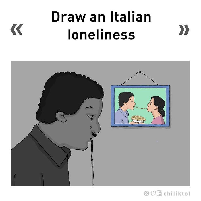 Dibuja la soledad de un italiano