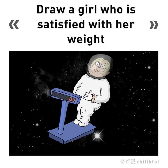 Dibuja a una chica satisfecha con su peso