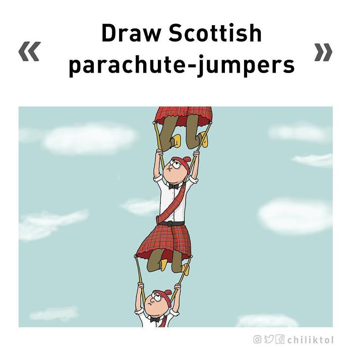 Dibuja a unos paracaidistas escoceses