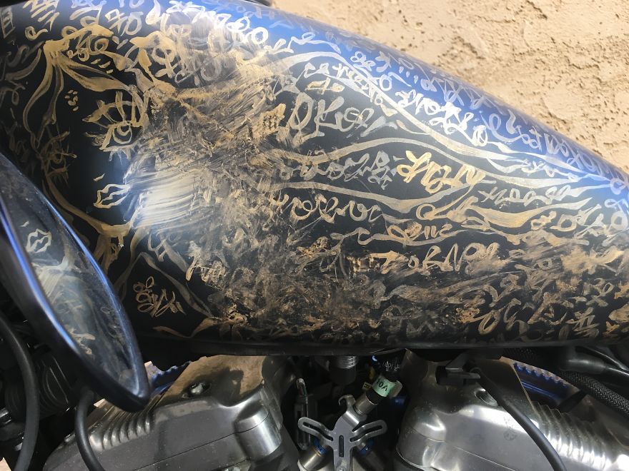 I Painted My Friends Harley Davidson With My Lovescript And It Got Totally Ruined With Gasoline