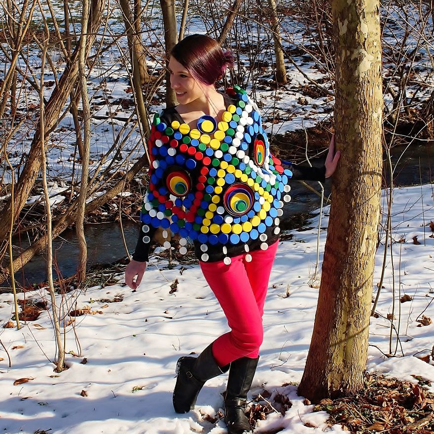 I Recycled Over 250 Plastic Bottle Caps Into This Colorful Poncho