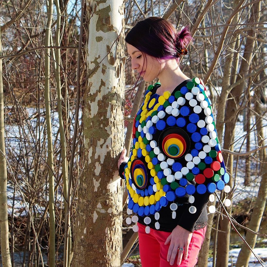 I Recycled Over 250 Plastic Bottle Caps Into This Colorful Poncho