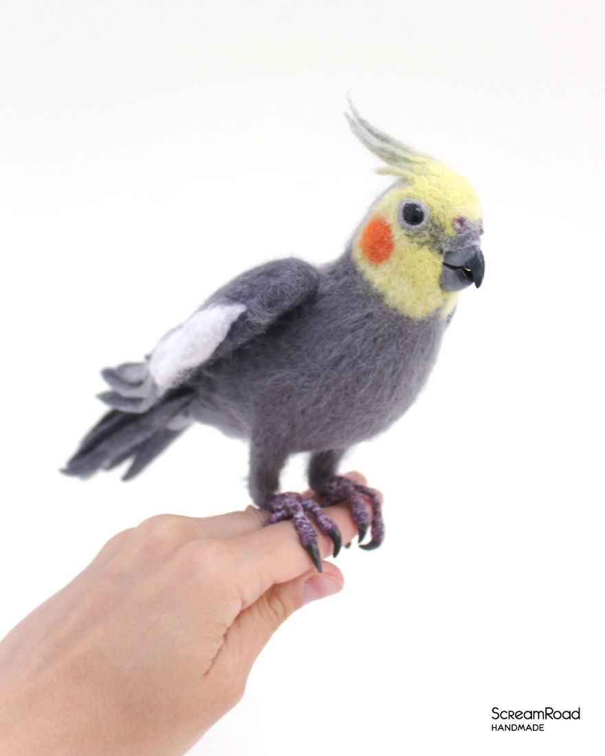I Made Needle Felted Realistic Cockatiel