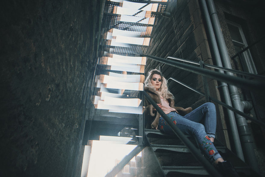 Classic Fire Escape Stairs As A Fashion Backgrount Setting