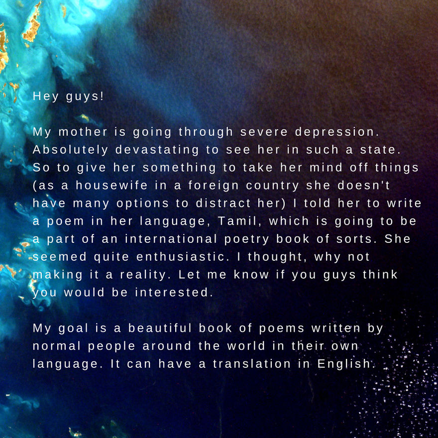 Hopes To Create A Space To Share International Poetry From All Around The World In Their Own Language? Hopes To Create A Space To Share International Poetry From All Around The World In Their Own Language?