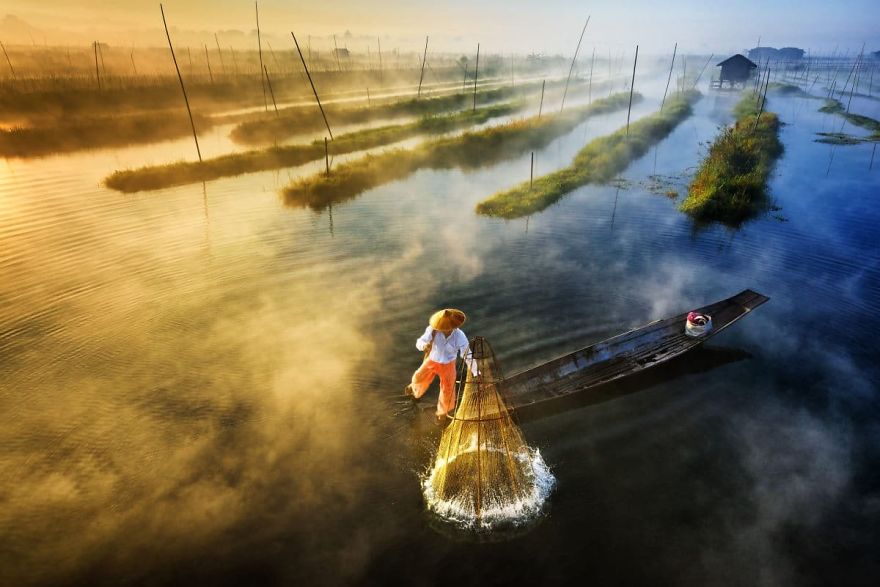 "Sun's Up, Net's Out" By Zay Yar Lin, First Prize In Landscape Category, Professional Group