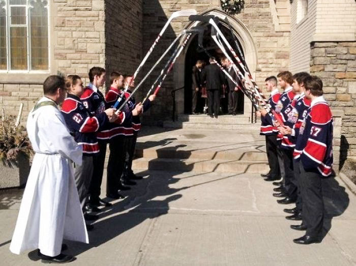 Funeral For A Local Hockey Player. He Played For The Saginaw Spirit