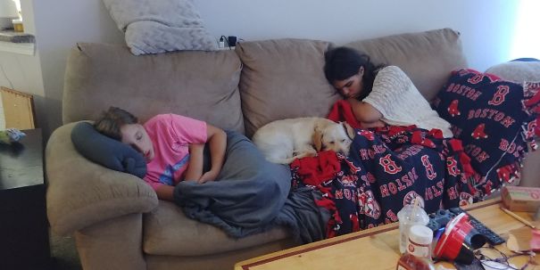 Both Of My Girls And Doggo Enjoying A Sunday Afternoon Nap.