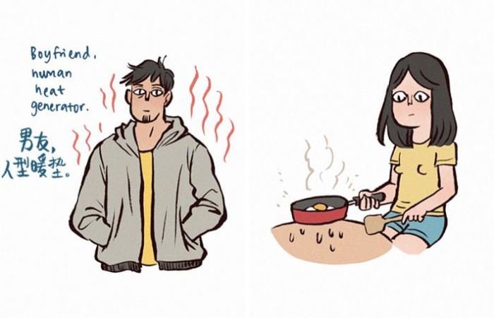 Illustrator Shows How Lovely Is To Live With A Giant Boyfriend