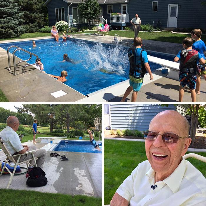 94 Year Old Keith Davison, Lonely After Losing His Wife Of 66 Years, Built A Pool For The Neighborhood Kids