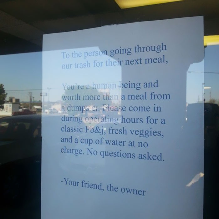 Seen At A Restaurant's Front Window. Faith In Humanity Restored