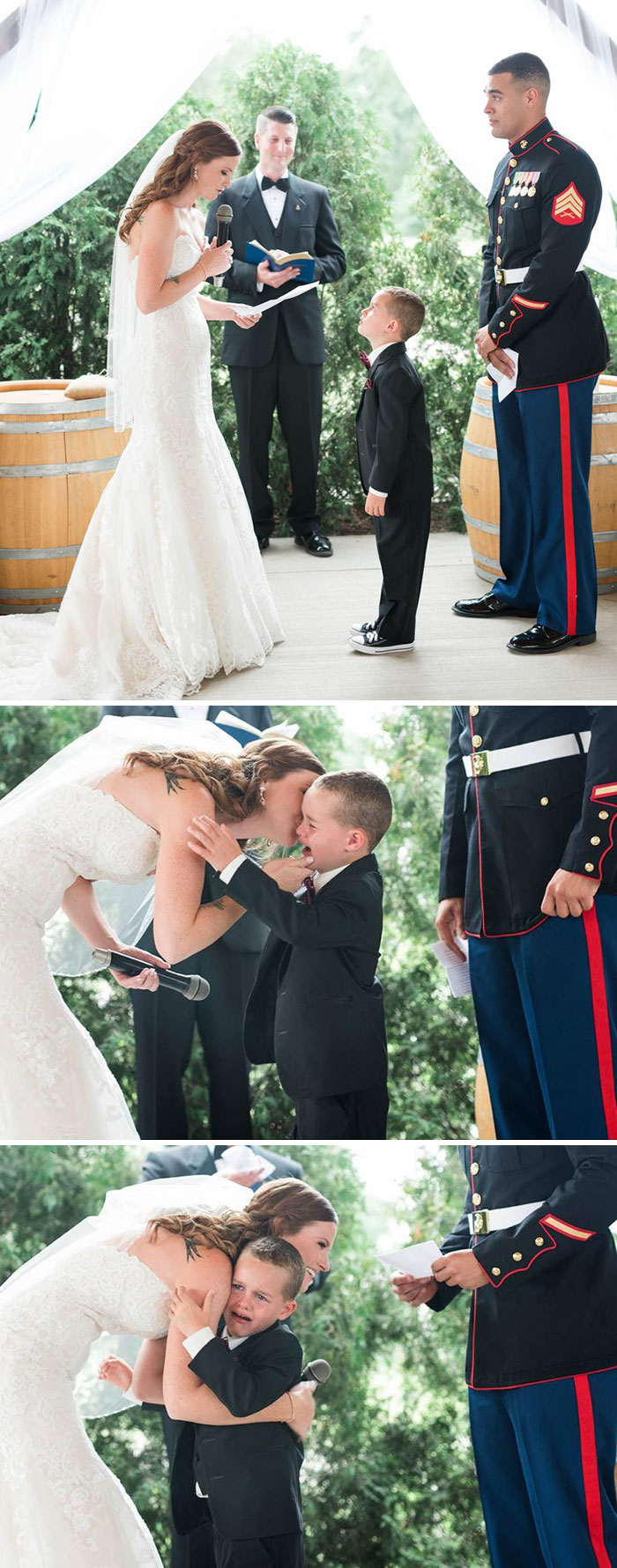 "Life Gave Me The Gift Of You" - Marine's 4 Year Old Son Cries Tears Of Joy After Hearing New Step-Mom's Vows For Him