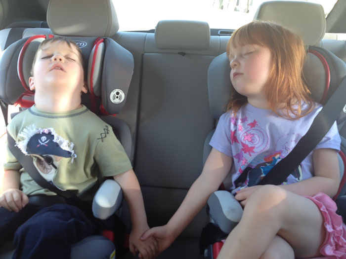 My Kids Fell Asleep Holding Hands During The Drive Home