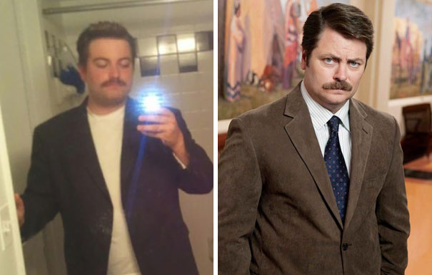 Friend Accidentally Dressed Up As Ron Swanson For Halloween. Didn't Notice Until Someone Told Him